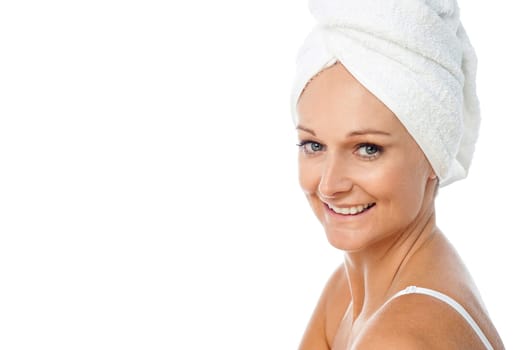 Cheerful lady after a spa session