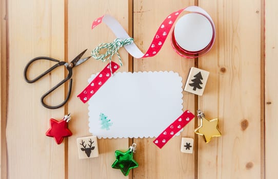 Greeting card for Christmas tinkering with colorful tape
