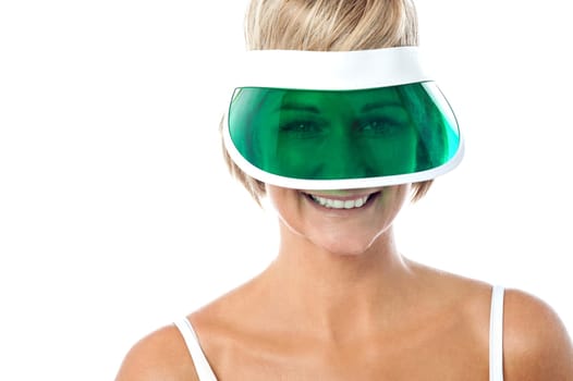 Smiling lady wearing coloured cap