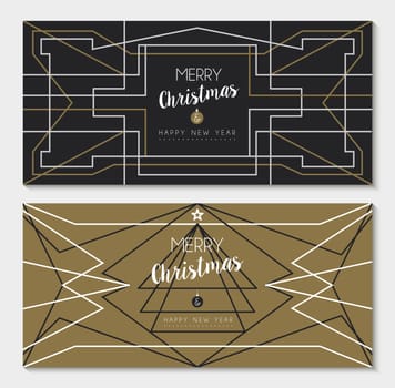 Merry christmas happy new year holiday greeting card set