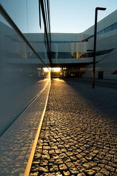 Sunlight Through Gap in Building in Umea, Sweden.