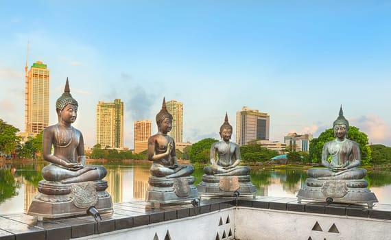 Seema Malaka temple on Beira Lake. Colombo, Sri Lanka. Panorama