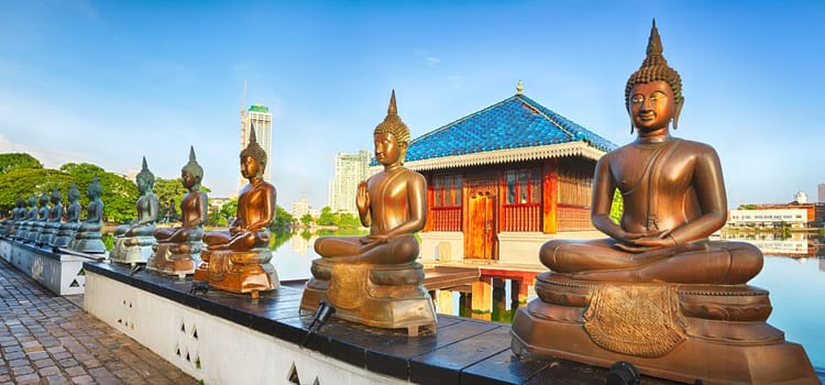 Seema Malaka temple on Beira Lake. Colombo, Sri Lanka. Panorama