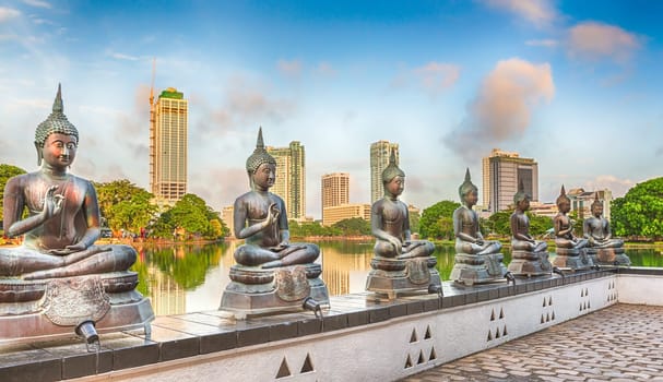 Seema Malaka temple on Beira Lake. Colombo, Sri Lanka. Panorama