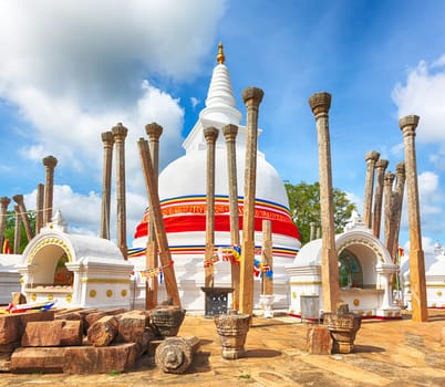 Thuparamaya dagoba in the sacred world heritage city of Anuradhapura, Sri Lanka.