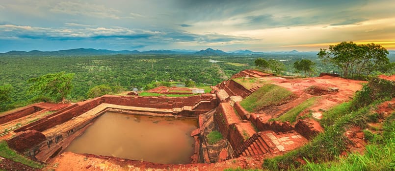 World Heritage Site Sgiriya or Lion rock. Panorama