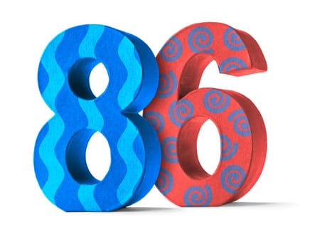 Colorful number made of cardboard - number 86