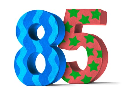 Colorful number made of cardboard - number 85