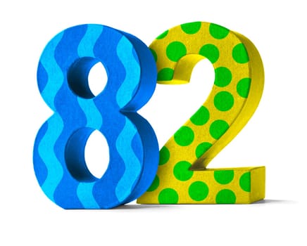 Colorful number made of cardboard - number 82