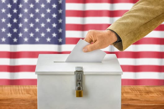 Man throws ballot papers into ballot box - USA