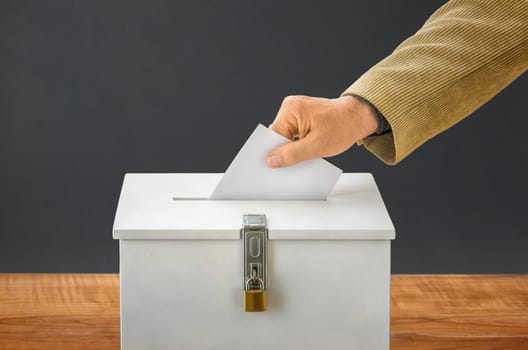 Man throws ballot papers into ballot box
