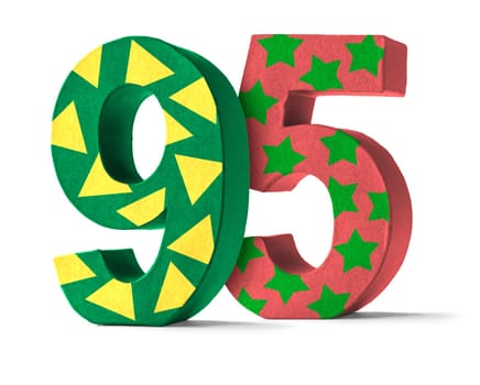 Colorful number made of cardboard - number 95