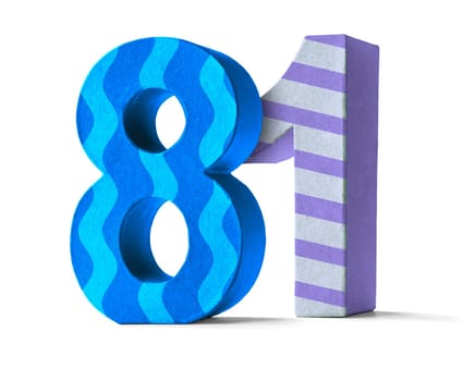 Colorful number made of cardboard - number 81