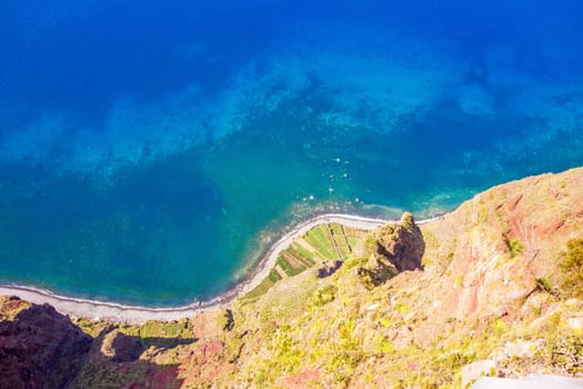 Cabo Girao on the Island Madeira - a sight with spectacular view from a glass platform to the atlantic ocean and terraced fields