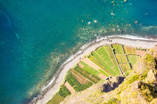 Cabo Girao on the Island Madeira - a sight with spectacular view from a glass platform to the atlantic ocean and terraced fields