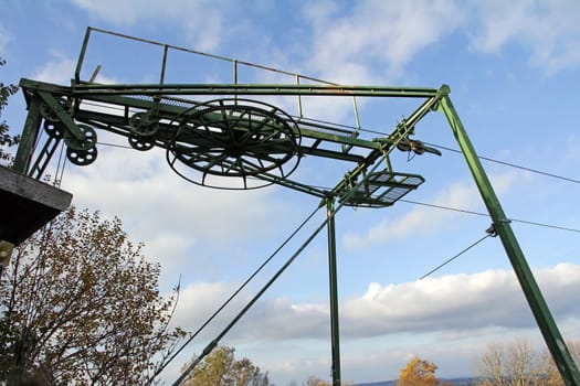 Ironing lift end or ironing lift exit at an old ski lift