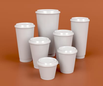 Takeaway coffee cups with different sizes