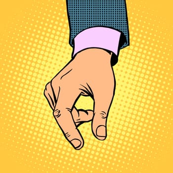 take contribution gesture hand business concept pop art retro style
