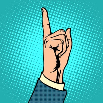 Attention gesture thumbs up. Business concept boss the pointer pop art retro style