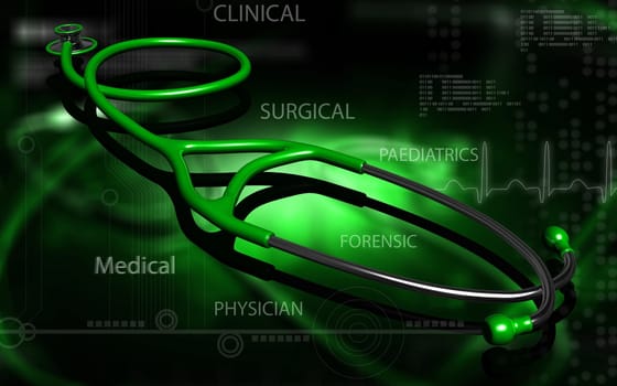 Digital illustration of stethoscope in colour background