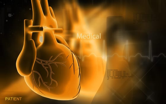 Digital illustration of heart in colour background