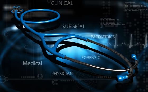 Digital illustration of stethoscope in colour background