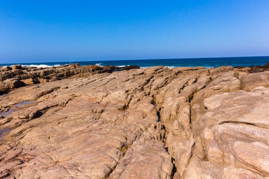 Rocky blue ocean coastline landscape