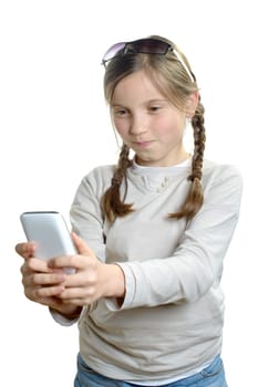 a young girl with a mobile phone