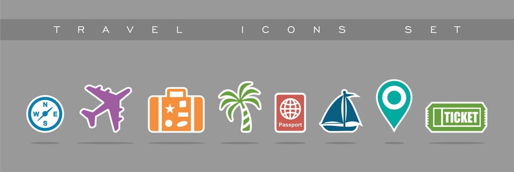 Travel around the world flat icons set for web and mobile app. EPS10 vector file organized in layers for easy editing.