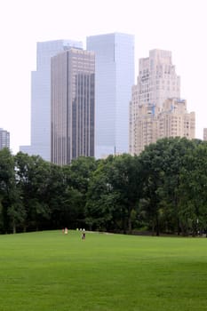Central Park in an autumn cloudy day, facing south, from the softball fields