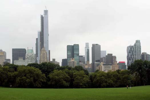 Central Park in an autumn cloudy day, facing south, from the softball fields