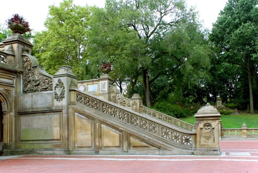 New York City central park Bethesda Terrace underpass arcade detail. Created in the 1860s as a part of the Park's main architectural feature