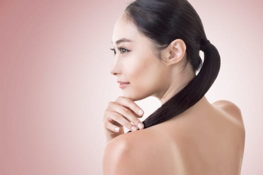 Asian beauty face, concept of glamour, makeup, healthcare etc.