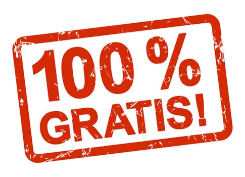 stamp with frame colored red and text 100% free!