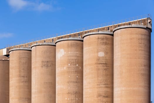 Grain silos concrete structures for agriculture farming harvests of wheat maize grain etc