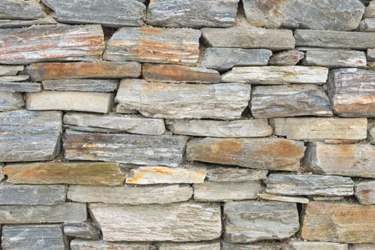 Old background antique castle ruins wall with brown and gray rough raw stones bricks
