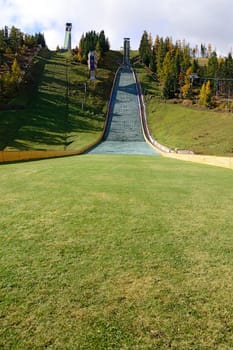Ski jumping area in mountains, Slovakia