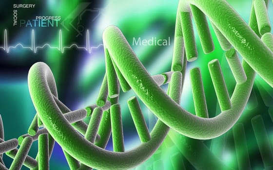 Digital illustration DNA structure in colour background