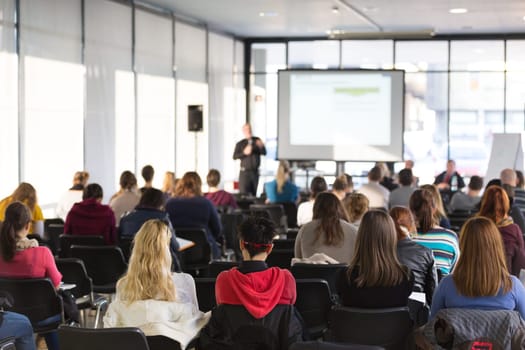 Faculty lecture and workshop. Audience at the lecture hall. Academic education.