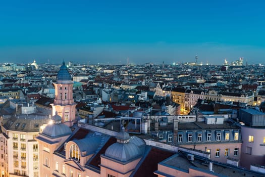Vienna at night,panorama of the city from a bird's eye view