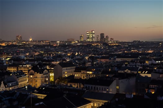 Vienna at night,panorama of the city from a bird's eye view