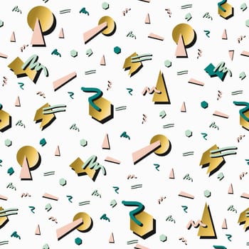 Fancy golden retro 80s fashion seamless pattern illustration background. Ideal for greeting card design, print or web.  EPS10 vector file.