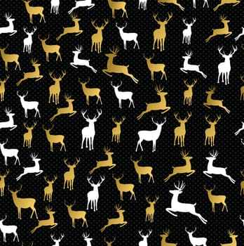 Merry christmas hipster golden reindeer seamless pattern background. Ideal for holiday greeting card, wrapping paper or xmas campaign. EPS10 vector.