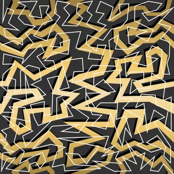 Retro vintage 80s geometry stripes seamless pattern in gold metallic color. Ideal for greeting card design, paper print and web background. EPS10 vector file.
