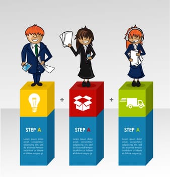 Step by step business people process infographic concept illustration. EPS10 vector.