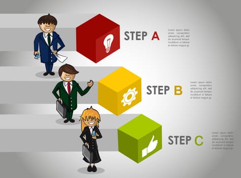 Modern business strategy plan by steps concept illustration. EPS10 vector.