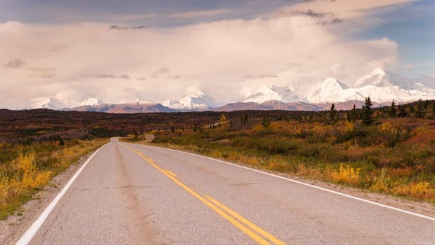 The tundra reacts to the weather in remote Alaska near the highway