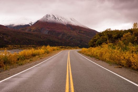 The tundra reacts to the weather in remote Alaska near the highway