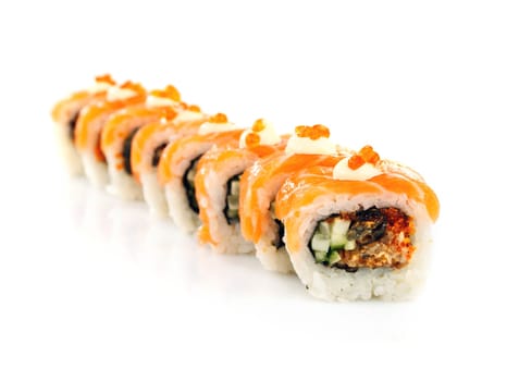 Traditional japanese sushi isolated on white background