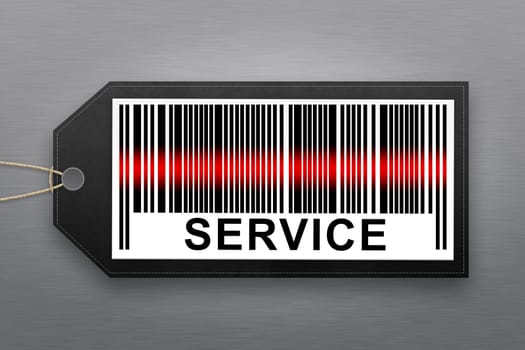 Service barcode with stainless steel background